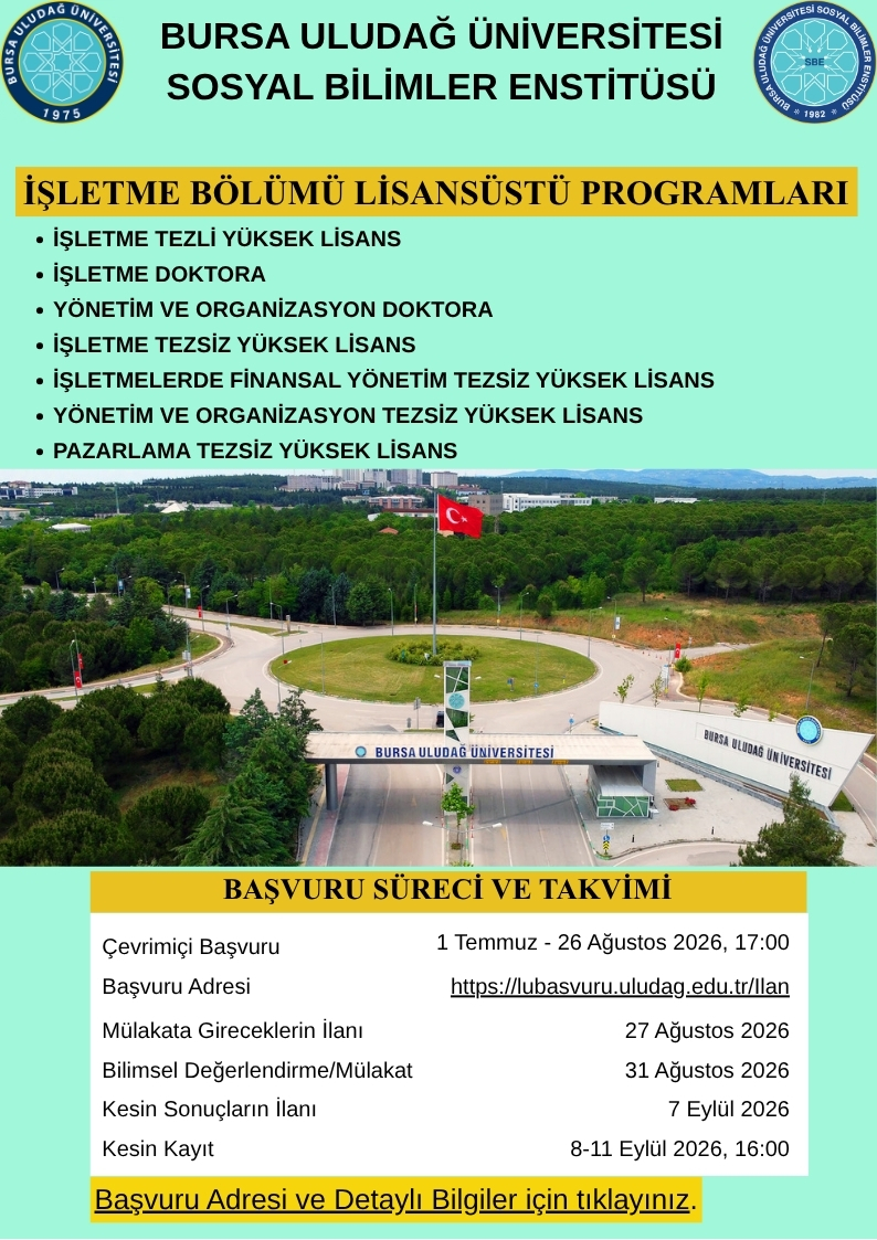 İŞLETME BÖLÜMÜ LİSANSÜSTÜ PROGRAMLARI BAŞVURULARI BAŞLADI